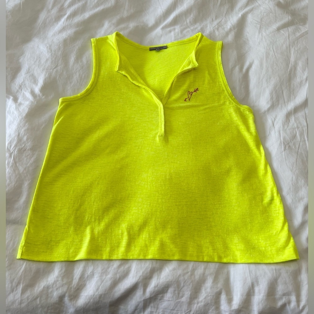 Lisa Todd | SZ M | Highlighter Neon Yellow | Heart Embroidered Tank